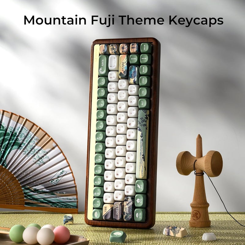 OHY XVX MOA Profile Keycaps Set, Japanese Mount Fuji Theme, 129 - Key White & Green Custom Keycaps with PBT + Frosted Translucent PC Material for US Layout Mechanical Keyboards - Image 2